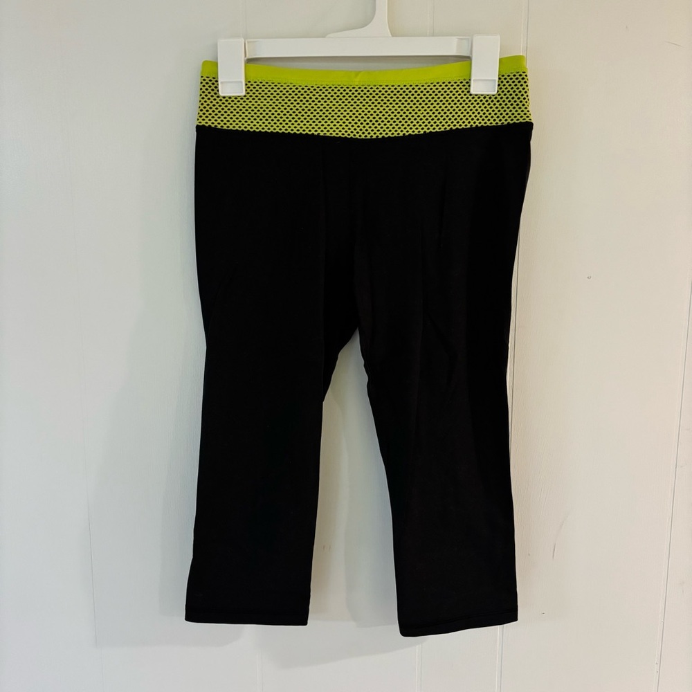 Victoria's Secret Cropped Leggings with Neon Yellow Waistband